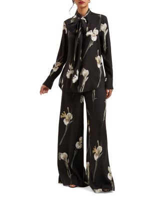 Zakiier Printed Scarf Detail Long Sleeved Blouse