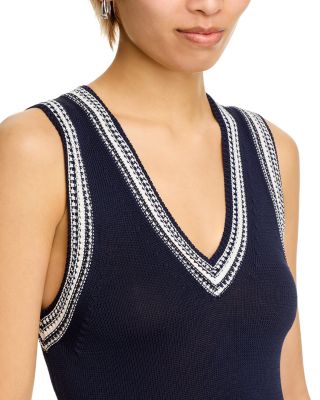 Sage Knitted Trim Dress