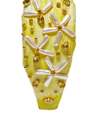 Floral Brocade &amp; Faux Pearl Knotted Headband