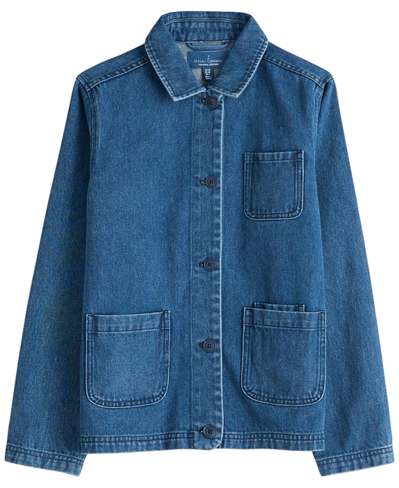 Seasalt Cornwall Reading Rocks Denim Jacket In Mid Wash High Twist