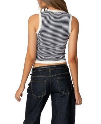 Everson Striped Button Up Knit Top