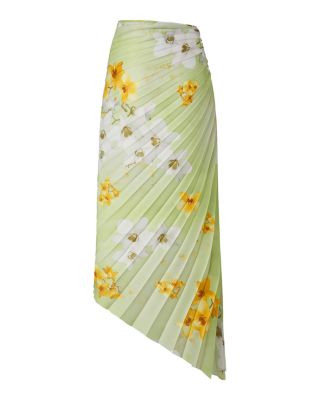 Ghiandaia Floral Pleated Asymmetric Skirt