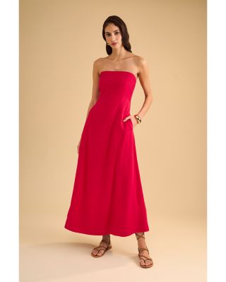 Strapless Smocking Panel Dress