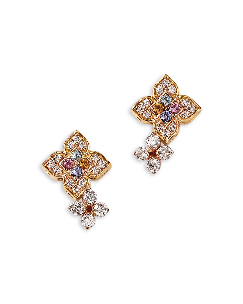 Roberto Coin 18K Rose Gold Venetian Princess Carnival Multi Gemstone & Diamond Double Flower Stud Earrings