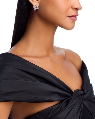 18K Rose Gold Venetian Princess Titanium Diamond Flower Stud Earrings