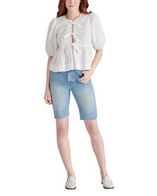 売れ筋商品|||スティーブ マデン カットソー トップス レディース Women's Paula Eyelet Tie-Front Cotton Top White STEVE MADDEN Paula Eyelet Tie Front Top | Bloomingdale's