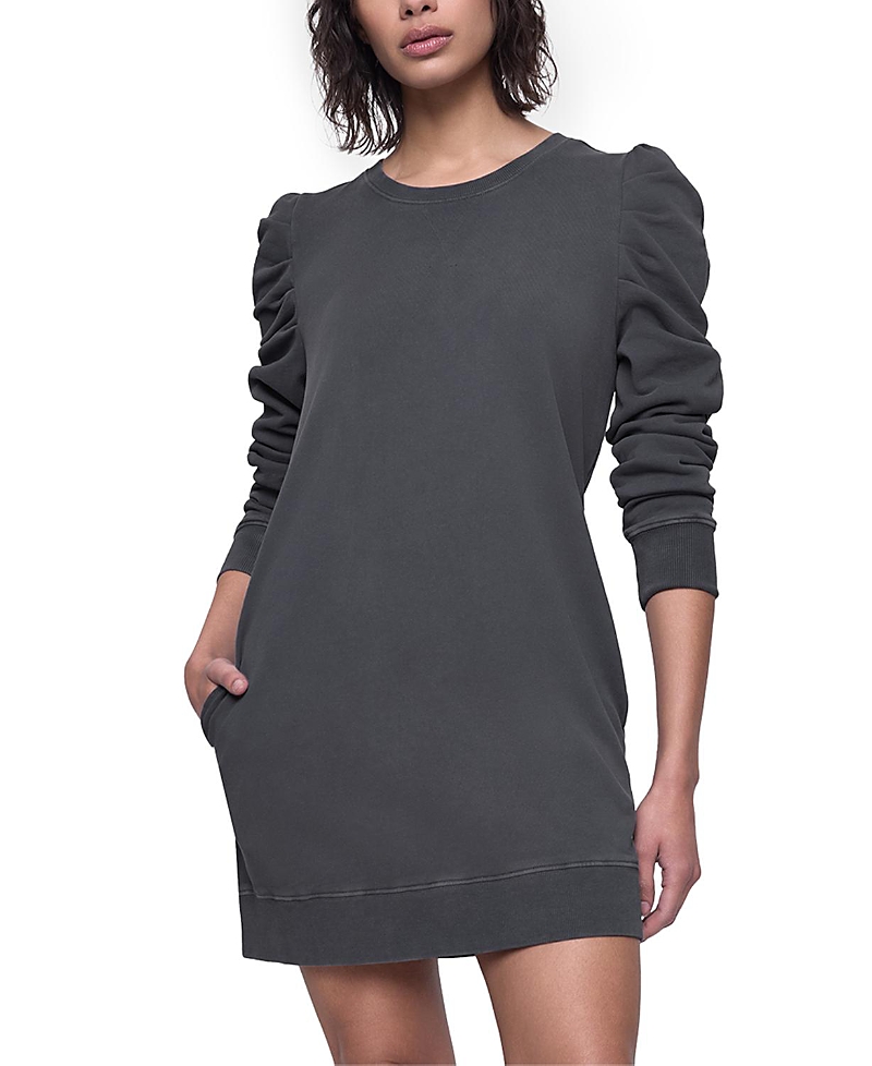 Rebecca Minkoff Janine Ruched Sleeve Sweatshirt Minidress In Gray