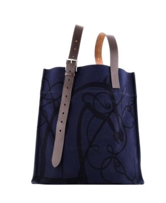Etriviere Shopping Tote Printed Toile and Leather