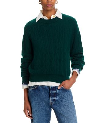 Cashmere Cable Collegiate Crewneck Sweater 