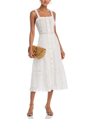 Judalon Lace Button Front Midi Dress