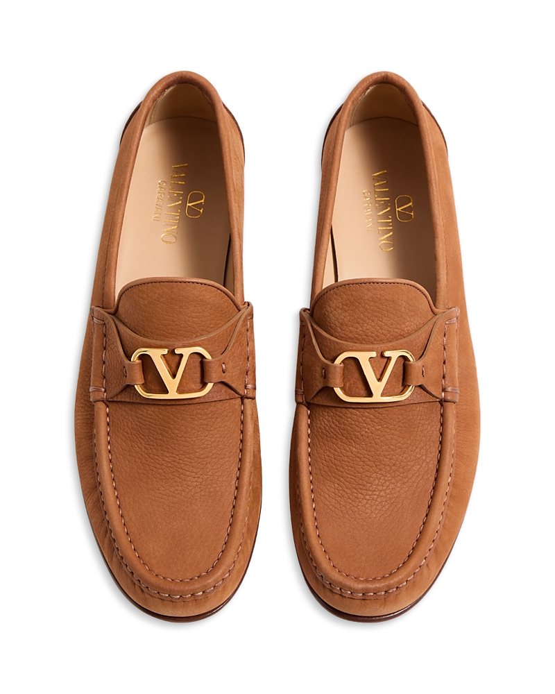 Valentino Vlogo Signature Suede Loafers In Brown