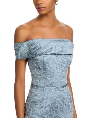 Jacquard Off-the-Shoulder Gown