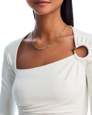 Diamond Paperclip Collar Necklace in 14K Yellow Gold, 0.71 tcw