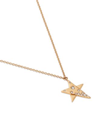 Diamond Star Pendant Necklace in 14K Yellow Gold, 0.14 tcw