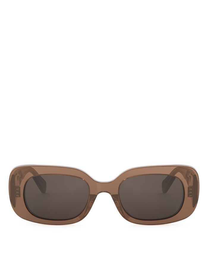 3 Dots Brown Rectangular Sunglasses, 51mm