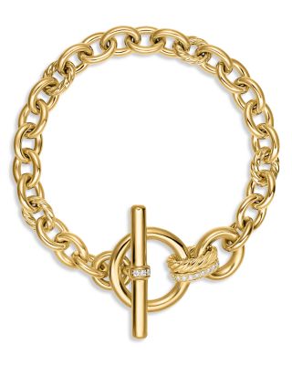 DY Mercer&reg; Toggle Chain Bracelet in 18K Yellow Gold with Diamonds, 8mm