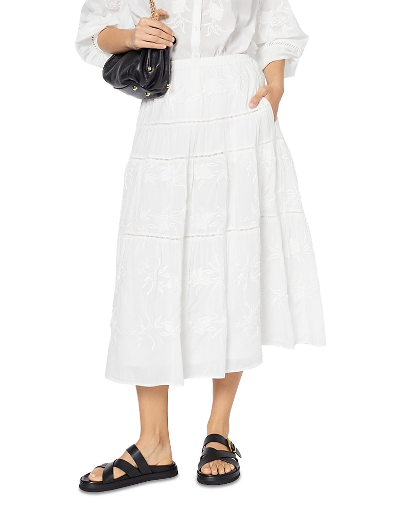 GERARD DAREL VERA EMBROIDERED COTTON SKIRT