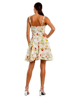Floral Square Neck Ruffle Mini Dress