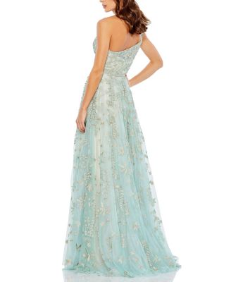  Embellished Bow One Shoulder A Line Gown