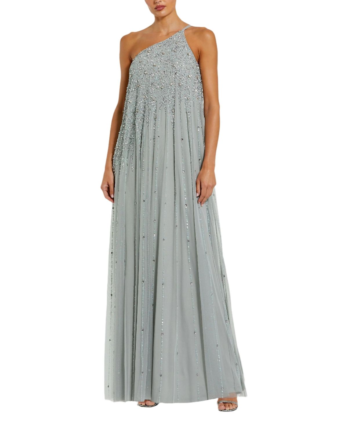 Mac Duggal One Shoulder Embellished Trapeze A Line Gown