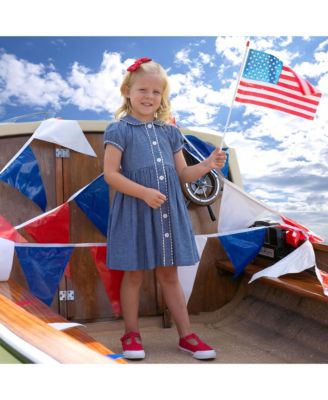 Girls' Chambray Button-Front Dress - Little Kid, Big Kid