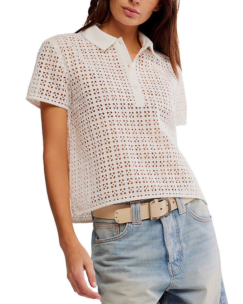 Shop Free People Anna Eyelet Top In Clean Ivory