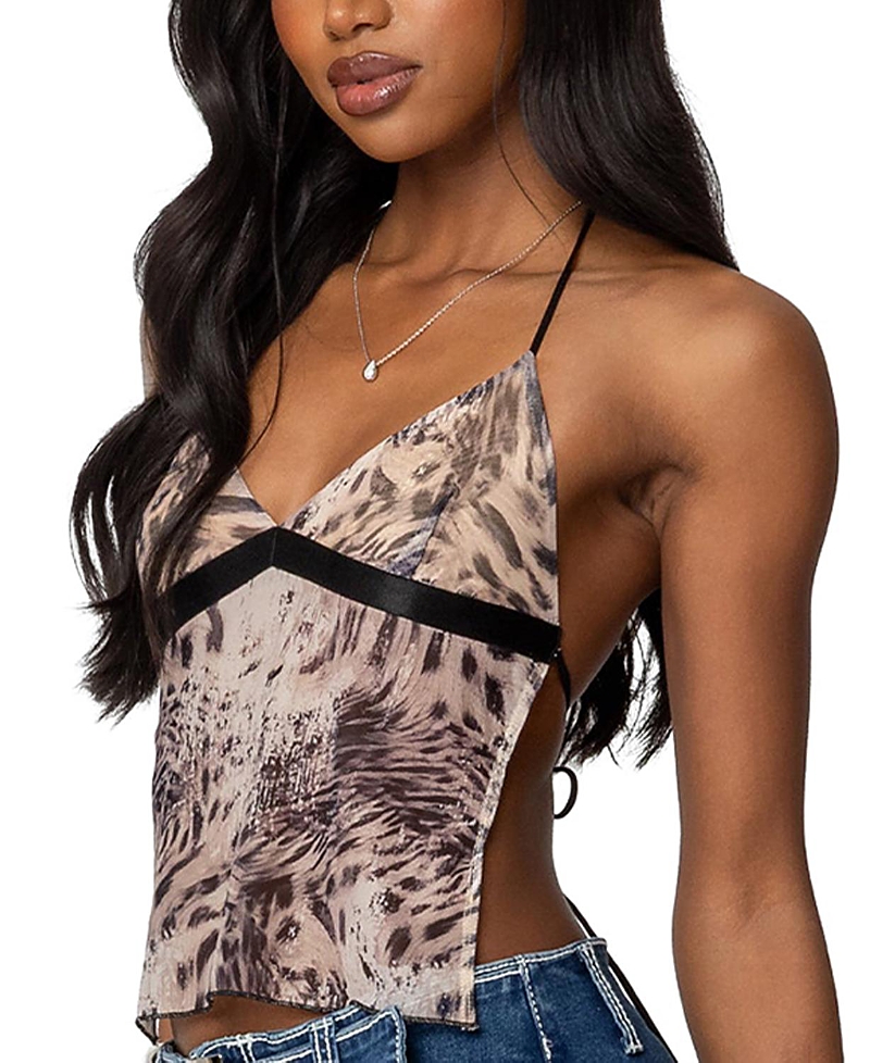 Edikted Ziena Leopard Printed Backless Top In Leopard