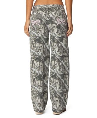 Camo & Bow Low Rise Jeans in Colored Wash