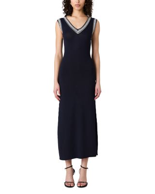 Sage Knitted Trim Dress