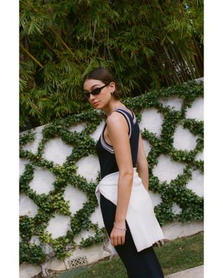 Sage Knitted Trim Dress