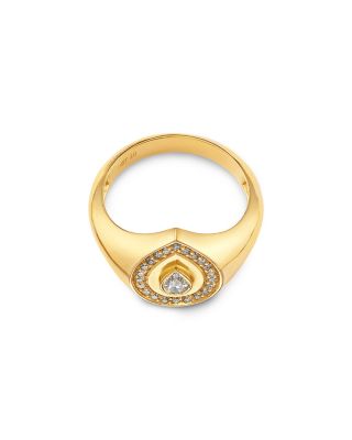 Pear Halo Lab Grown Diamond Signet Ring in 14K Yellow Gold, 0.4 tcw