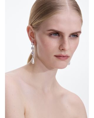 Tiered Crystal Pearl Droplet Earrings 
