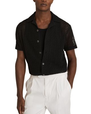 REISS - Sterling Short Sleeve Crochet Cuban Shirt