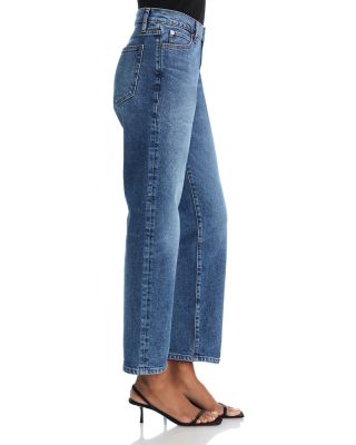 The Borrowed High Rise Ankle Slim Straight Jeans in Famous