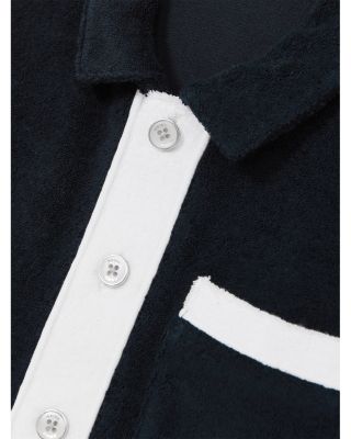 Boys' Micah Short Sleeved Cuban Velour Color Blocked Shirt - Big Kid