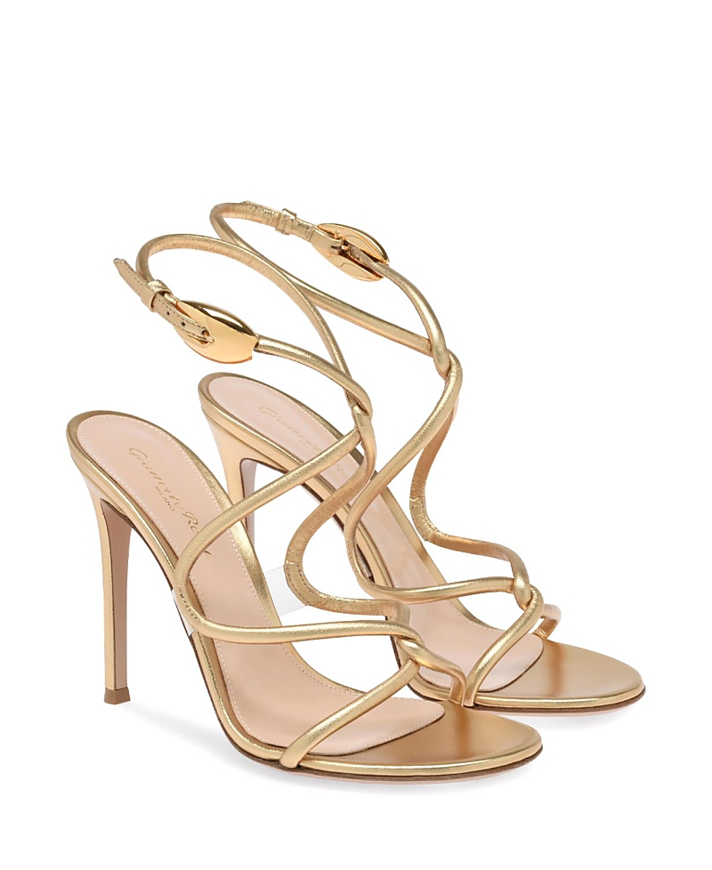 Gianvito Rossi Mamba 85 Metallic Finish Open Toe Sandals In Gold