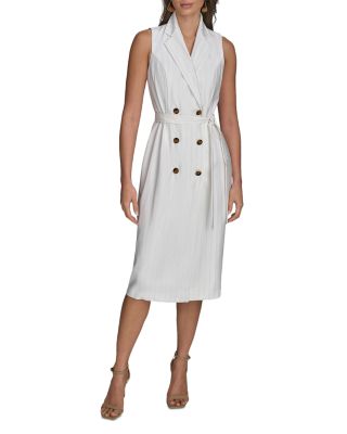 Pinstripe Belted Jacket Dress