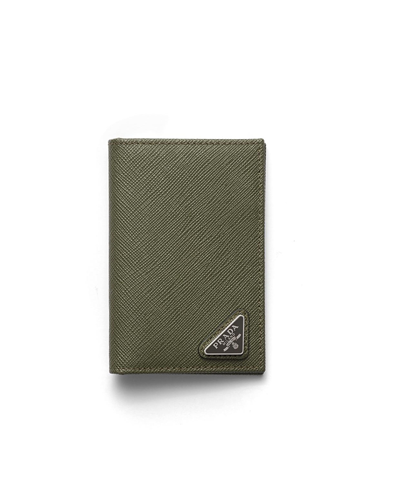 Prada Saffiano Leather Bifold Wallet In Green