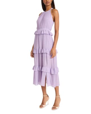 Ruffle Tiered Halter Neck Midi Dress