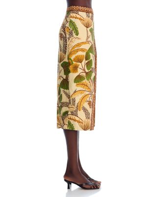 Foliage Sketch Sand Midi Skirt