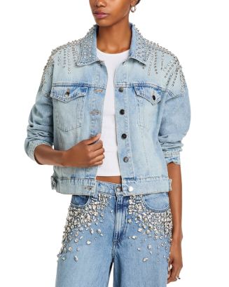 AQUA Embellished Denim Jacket - Exclusive | Bloomingdale's Women