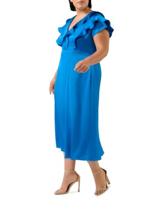 Plus Poseidon Ruffle Neck Midi Dress