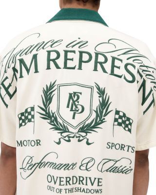 Crest Embroidered Oversized Fit Camp Shirt