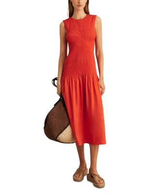 REISS - Annabel Shirred Midi Dress