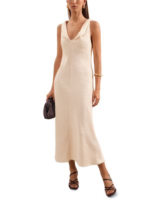 【海外限定】REISSドレス☆Kiera Textured Drape Midi Dress, Cr REISS Kiera Textured Drape Neck Dress | Bloomingdale's
