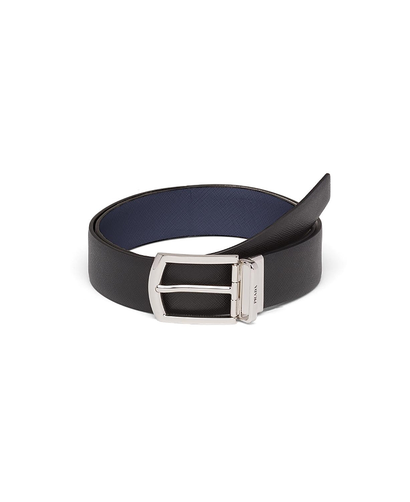 Prada Reversible Leather Belt In Black