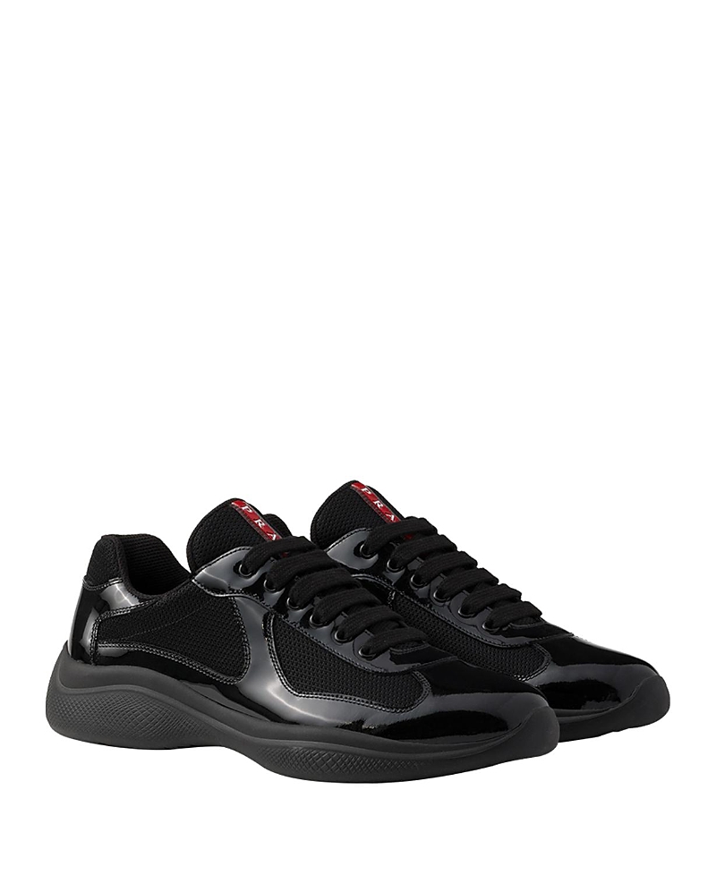 Prada Men's Patent Leather and Technical Fabric America's Cup Sneakers
