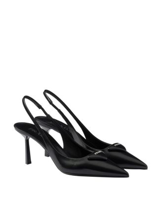 Prada - Women's Brushed Leather Slingback Pumps