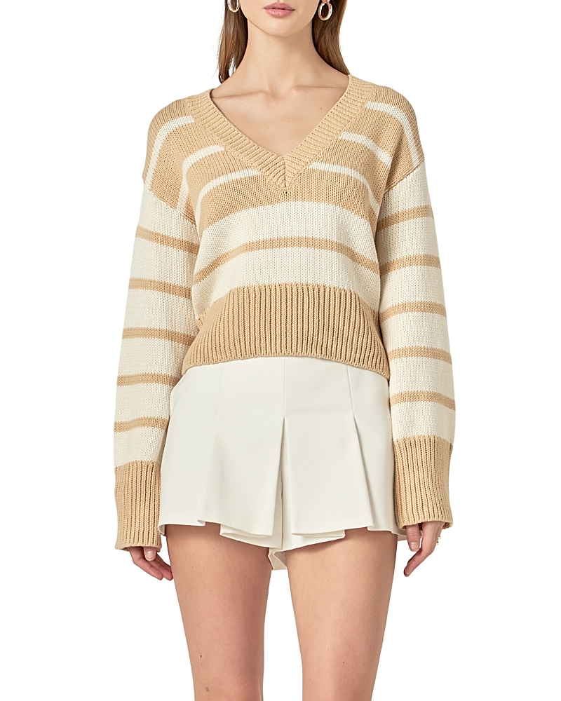 English Factory Women's V-neck Striped Sweater