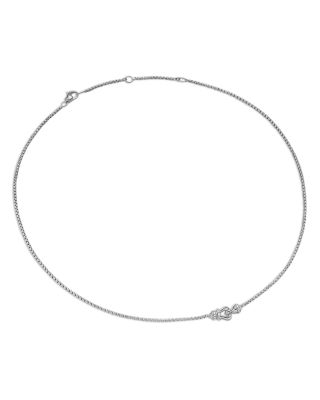 Petite Buckle Necklace in Sterling Silver with Diamonds, 16.2mm
